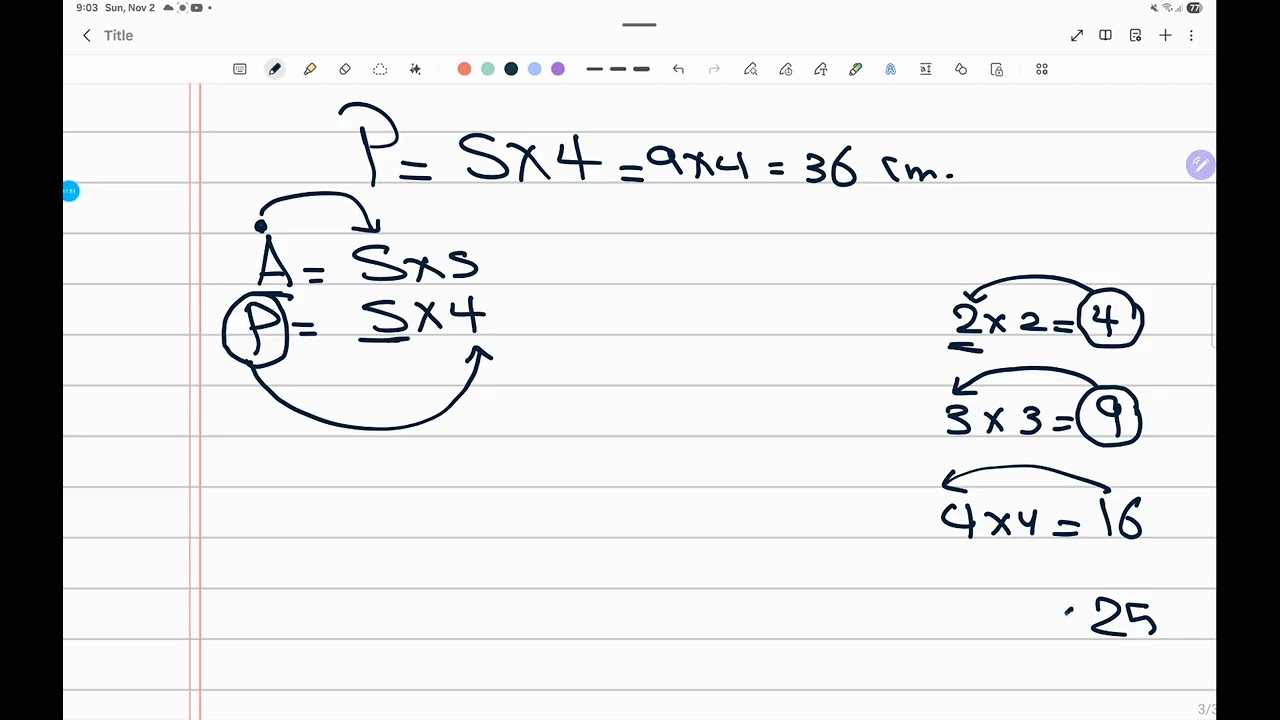 Perimeter and Area and Unknown dimensions primary 4  1st term 