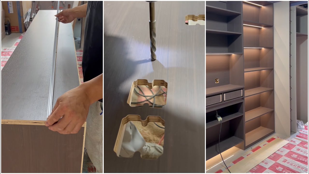 DIY Cabinet Installation with LED Lighting | Creative Wood Furniture Project