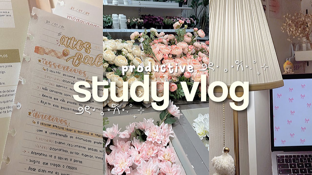 productive study vlog 🎧🎀 lots of studying, note-taking, waking up early...