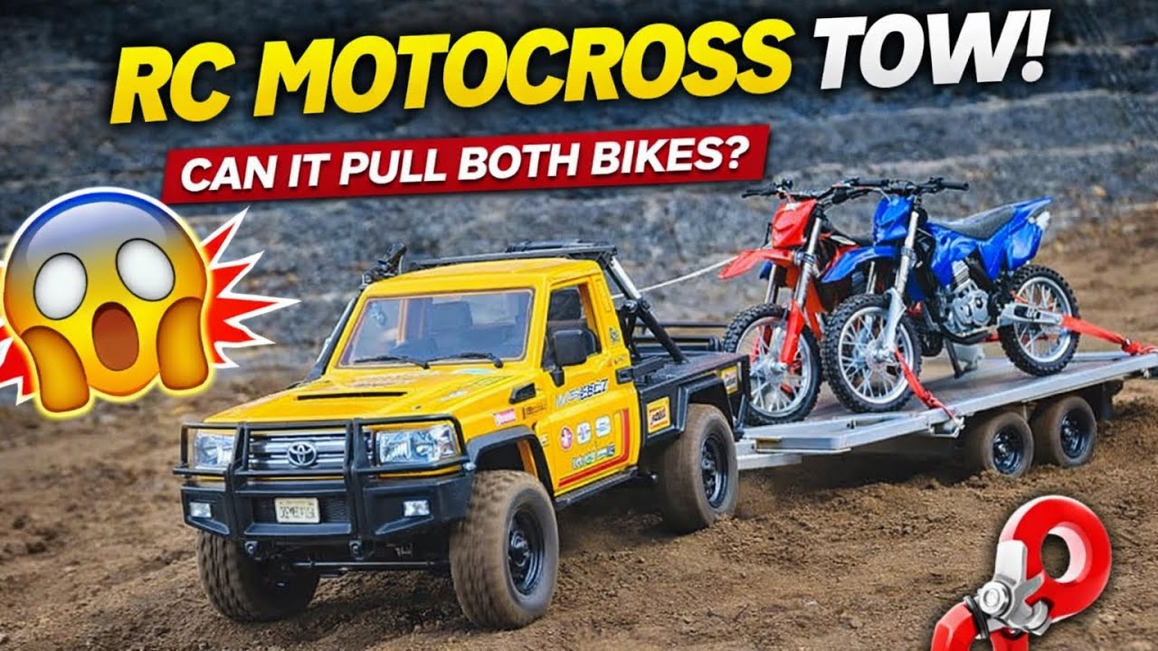 Toyota Land Cruiser 79 MN82T Towing a Motocross Bike 💪