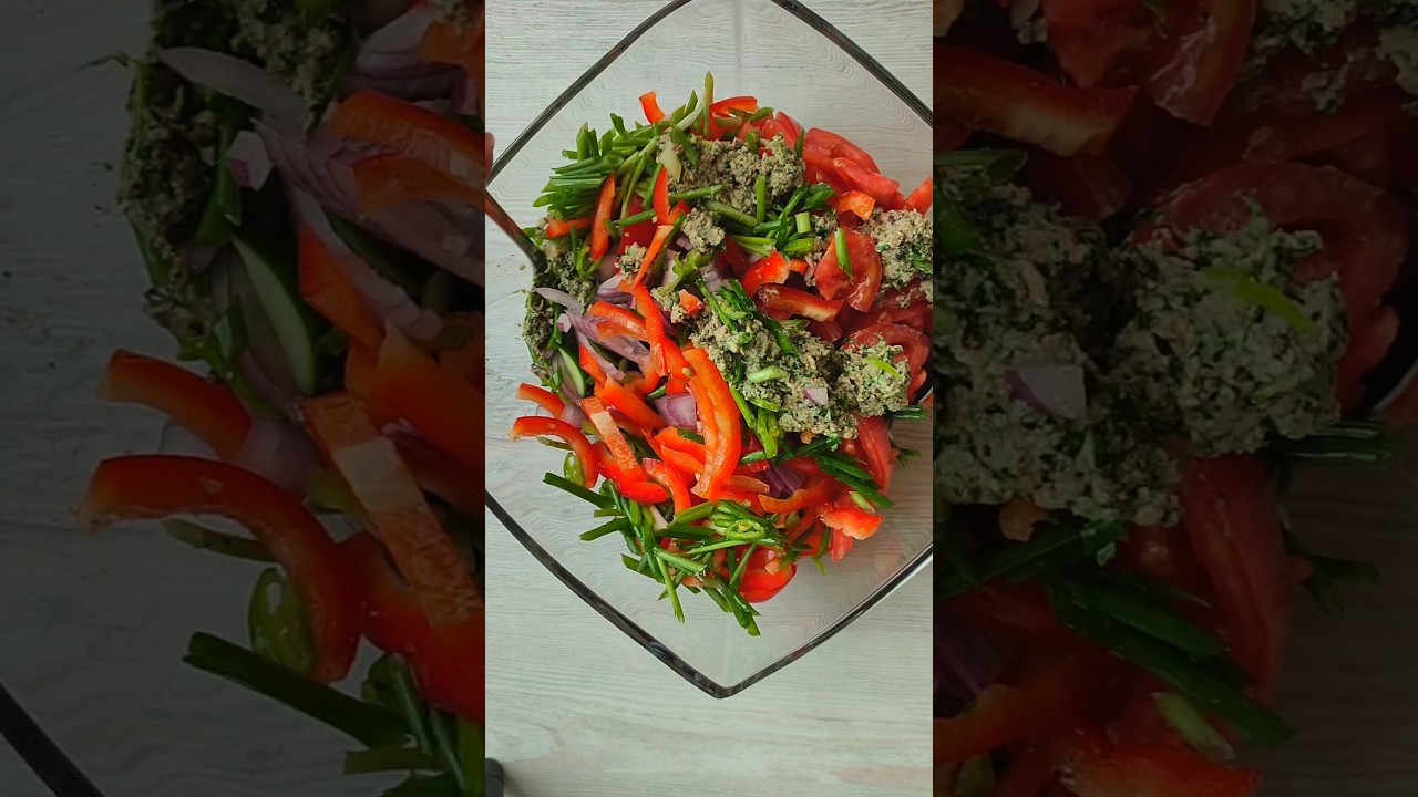 GRUZIAN SALAD 🥗 MUST try 🤤 100/10#asmr #2025 #food #recipe #рационпп #fruit