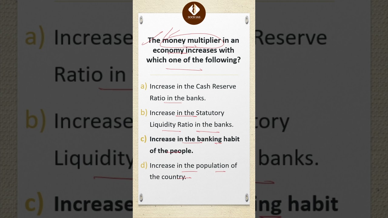 Money Multiplier - Economics PYQ - #Q1 #prelims2021 #prelims2024