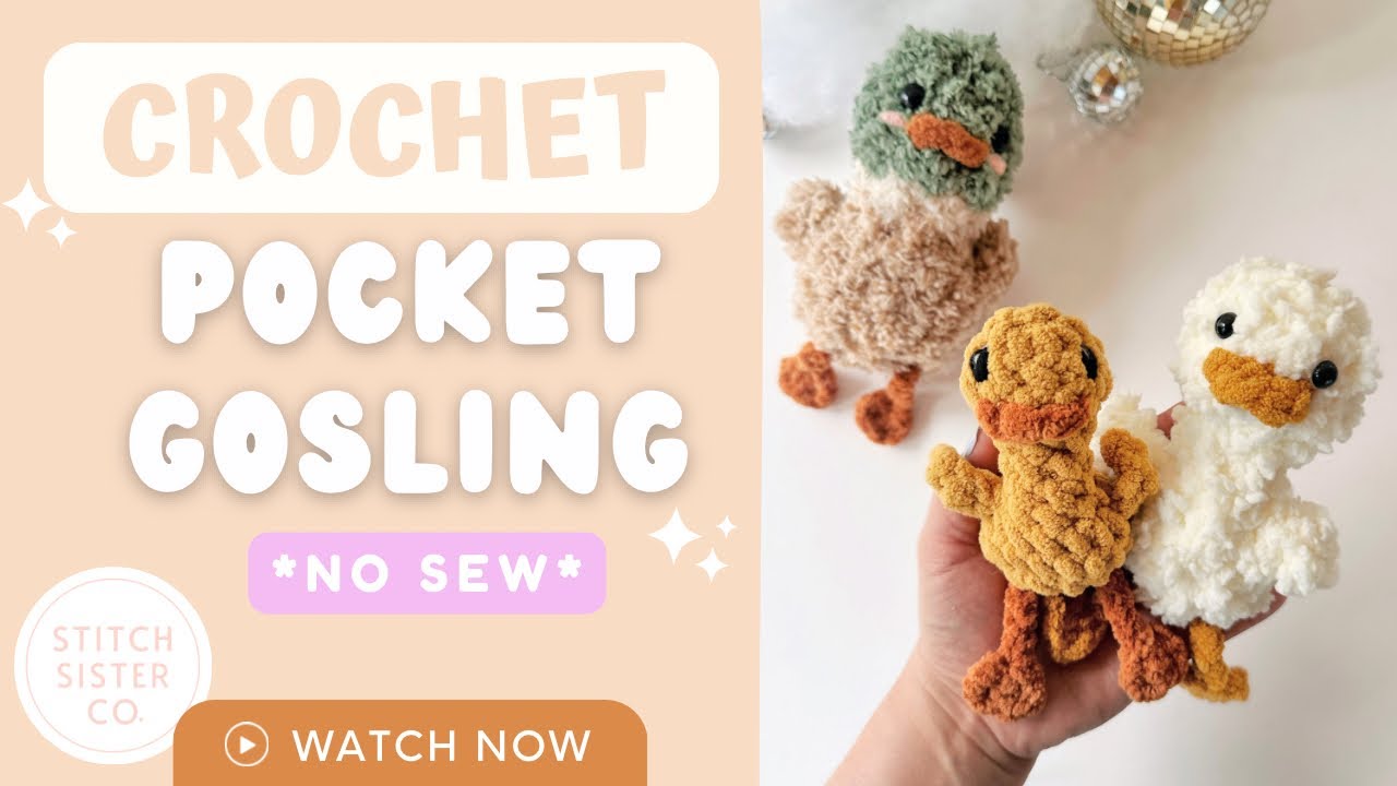 Beginner Friendly - FULL TUTORIAL Pocket Gosling step by step, *NO-SEWING* crochet pattern