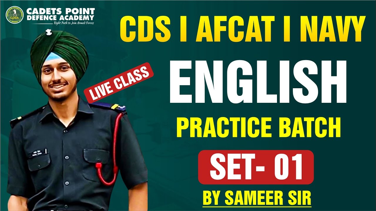 ENGLISH PRACTICE SET- 01 I CDS , AFCAT, NAVY SPECIAL ENGLISH I 200 MOST IMPORTANT QUESTIONS