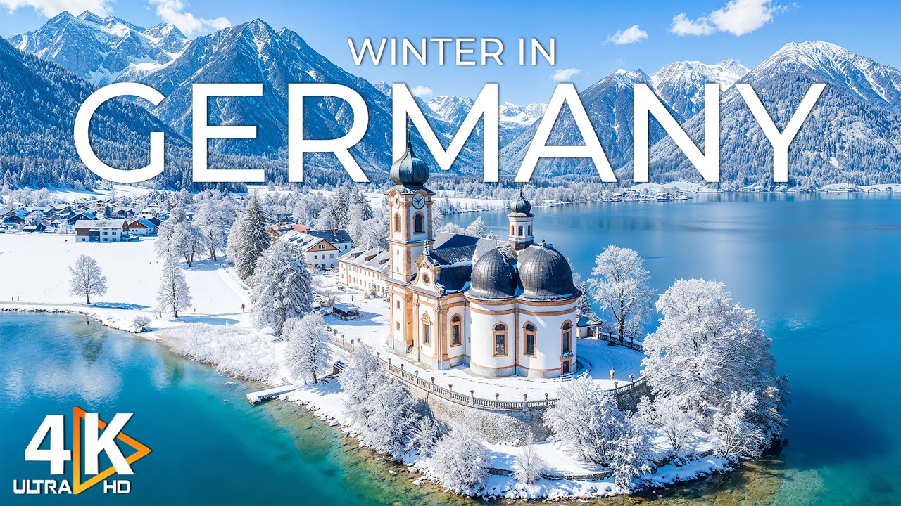 Winter in Germany 4K UHD | Bavaria Winter Dreams &ndash; Alps, Lakes & Snowy Peaks Relaxation Music