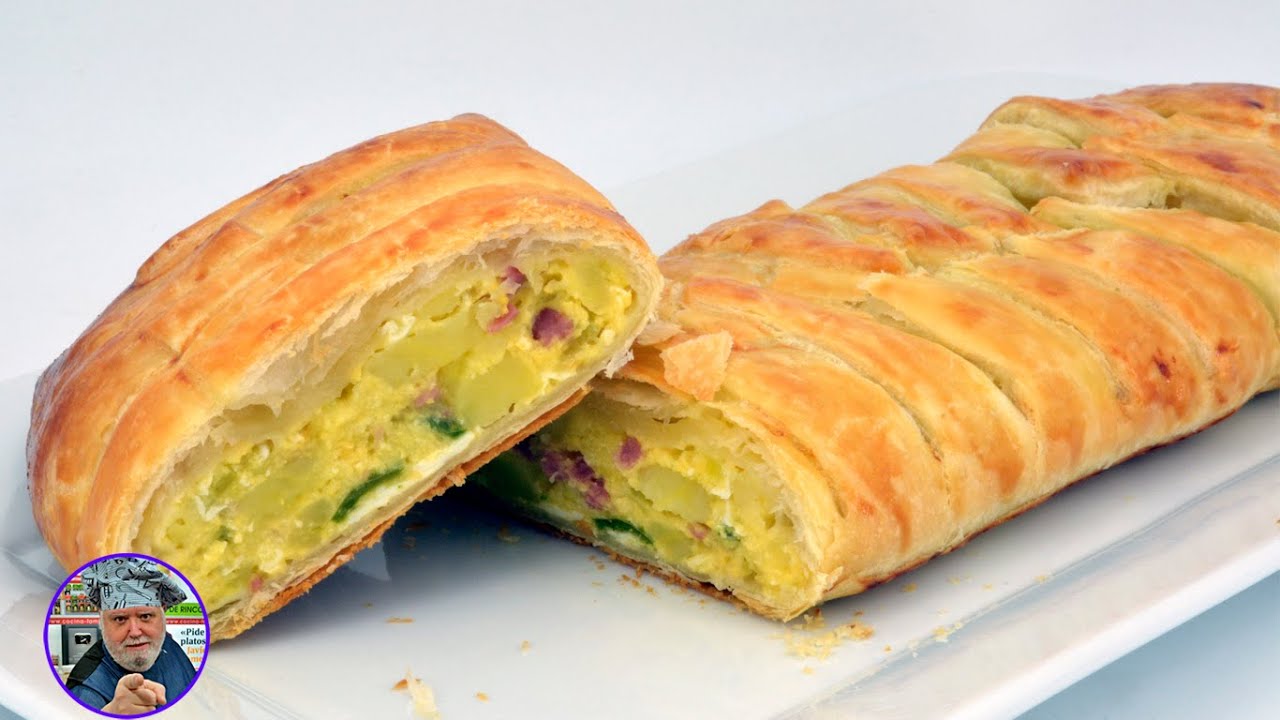 Trenza de hojaldre rellena con calabacín - Recetas de Javier Romero - Pastel salado con calabacín