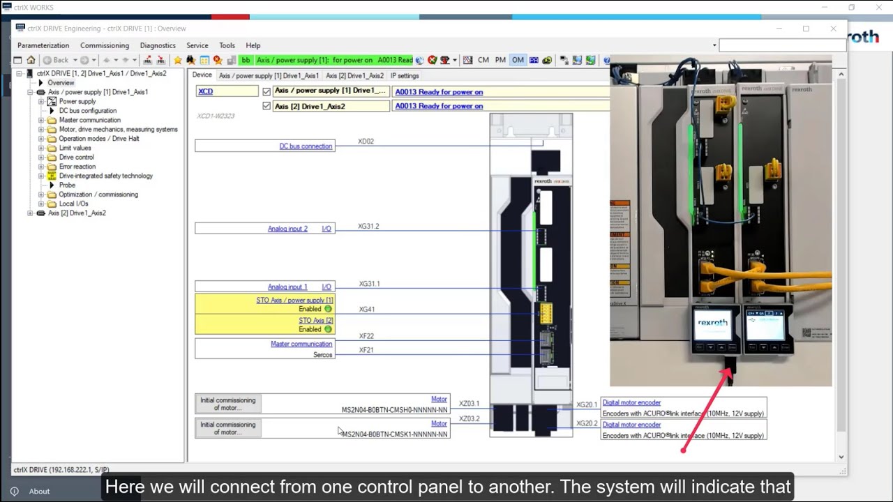 ctrlX DRIVE &ndash; online review using USB-C connection and ctrlX WORKS software