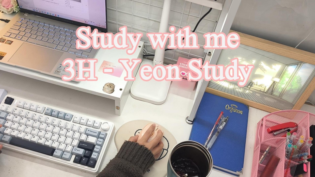 3H Study With Me ☁️ Soft Aesthetic Desk & Productivity Flow
