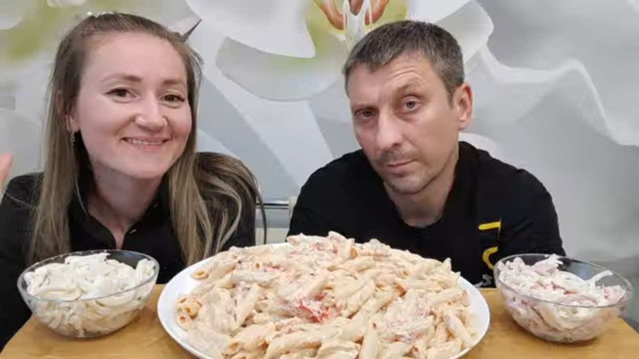 МУКБАНГ ПАСТИ ИЗ ТИК ТОКА И САЛАТ С КАЛЬМАРАМИ | MUKBANG TIK TOK PASTE AND SQUID SALAD #мукбанг