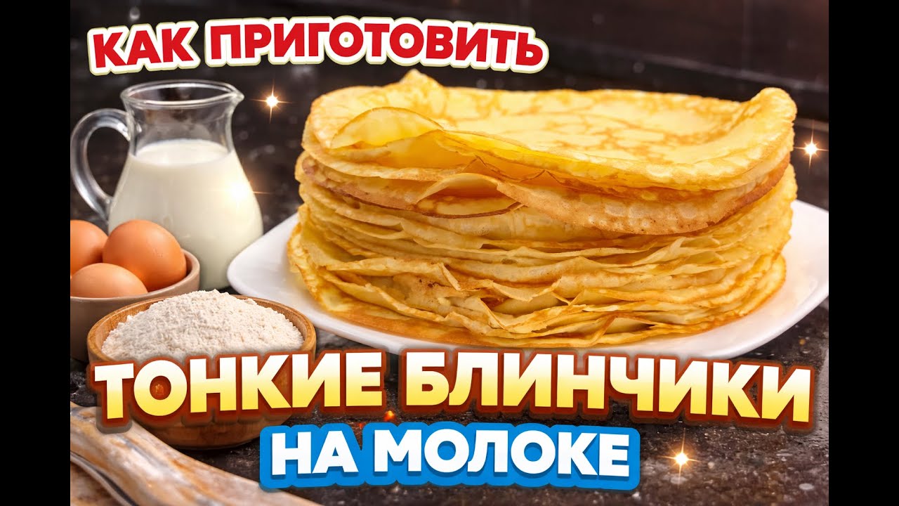 Идеальные тонкие блинчики на молоке — всегда получаются! + вкусный бонус в конце 🔥