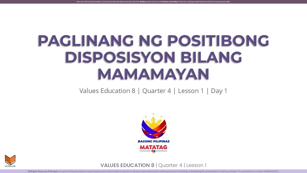 Values Education 8 - Q4W1D1 - Paglinang ng Positibong Disposisyon Bilang Mamamayan