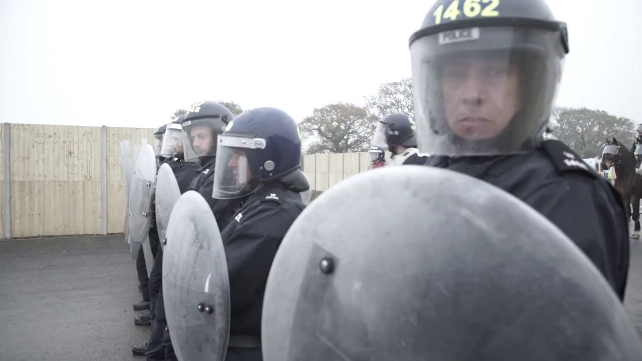 Police horse public order training