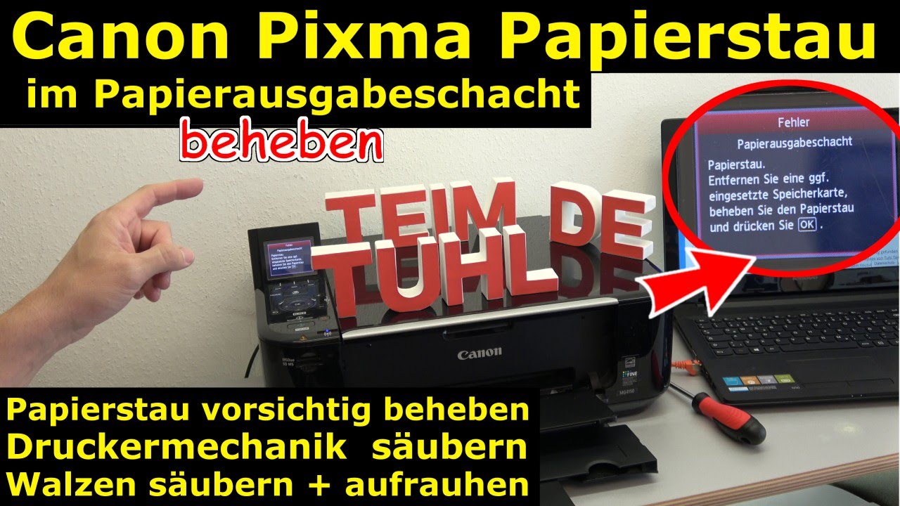 Canon Pixma Drucker Papierstau Problem beheben - Papierausgabeschacht - [4K Video]