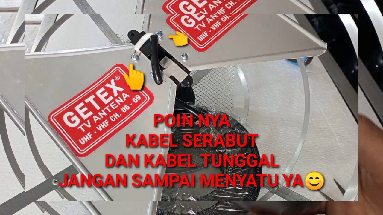 cara pasang antena bentuk bulat + kabel antena
