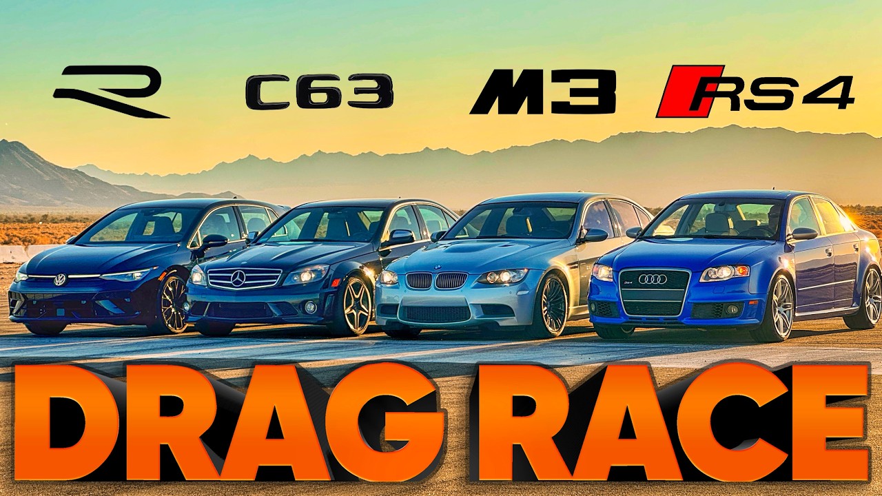 Golf R 2025, E90 M3, B7 RS4 и C63 AMG (W204) Peak Sport Sedan — Cammisa Ultimate Drag Race Replay