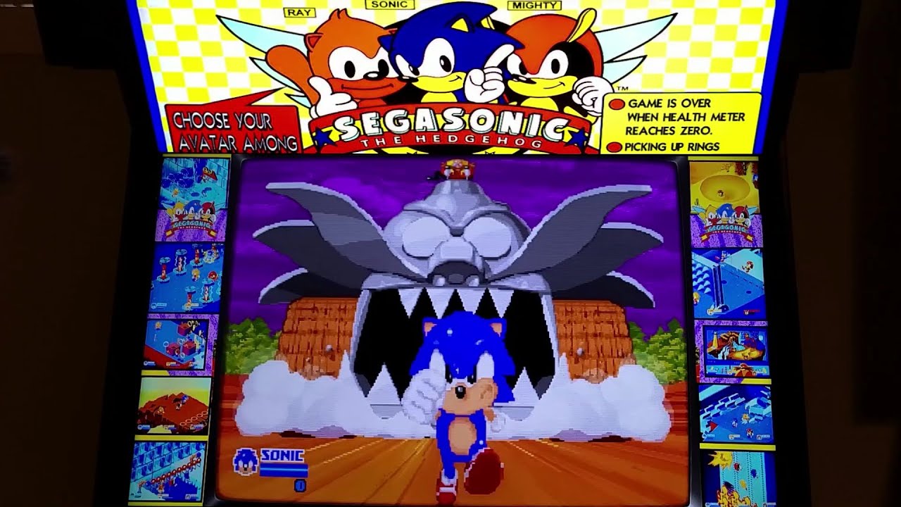 SegaSonic the Hedgehog Arcade Cabinet MAME Playthrough w/ Hypermarquee