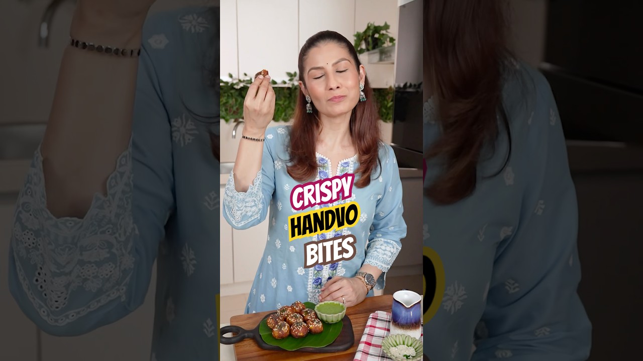Full of protein, veggies and cooked with less oil - Gujarati handvo bites in Appe pan