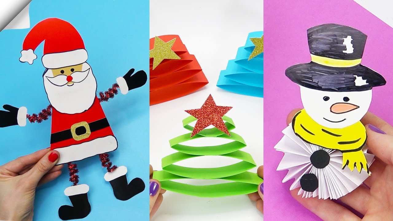 10 DIY christmas Easy paper crafts  5 minute crafts christmas  Moving christmas toys