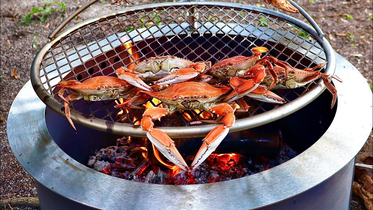 Fire Roasting Crab at the Beach! (Catch Cook Camp)