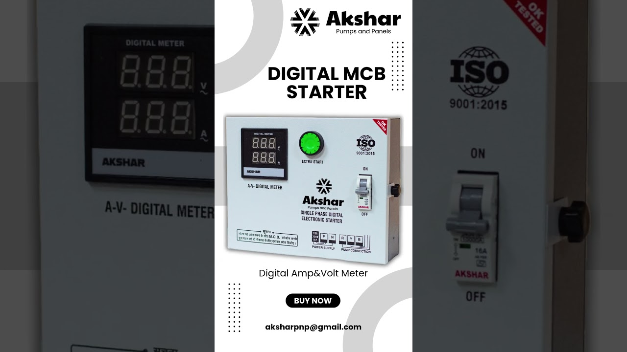 Single Phase Digital MCB Starter | Smart Protection for 1-Phase Motors ⚡ | Akshar Pumps & Panels