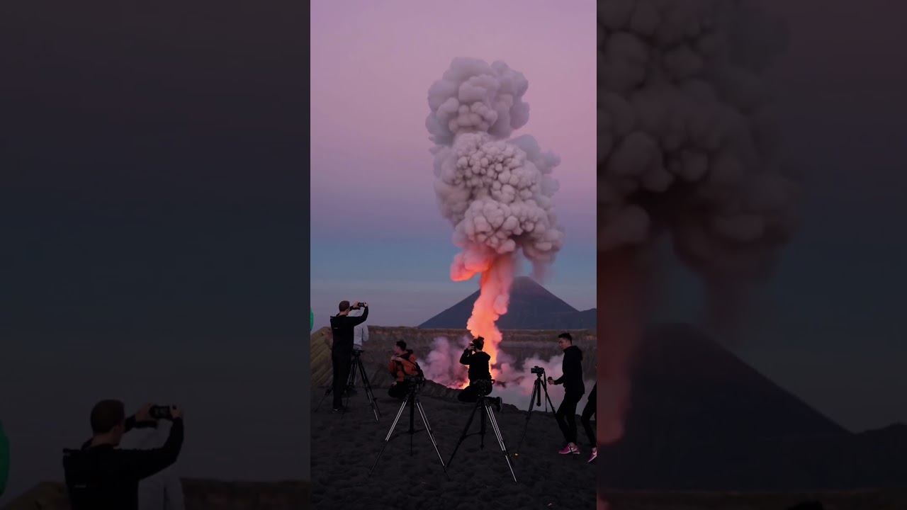 Mount Bromo Blows at Sunrise 🌋📸 Tourists Capture the First Light Blast!