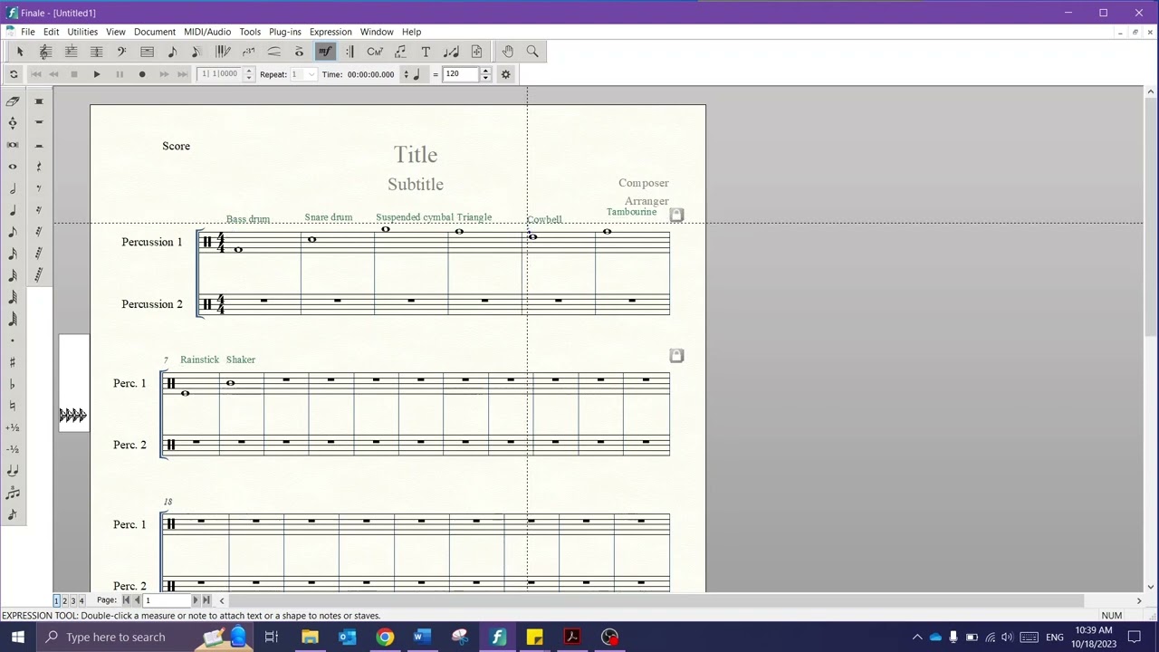 Finale Tutorial 4: Percussion Writing and Score Manager (MUSC 305)