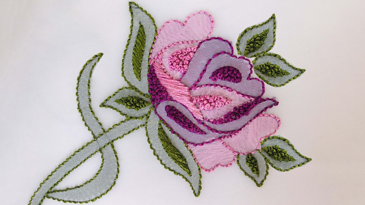 Shadow Works Hand Embroidery - Beautiful Needle Art On Sheer Fabric - Invisible Hand Embroidery