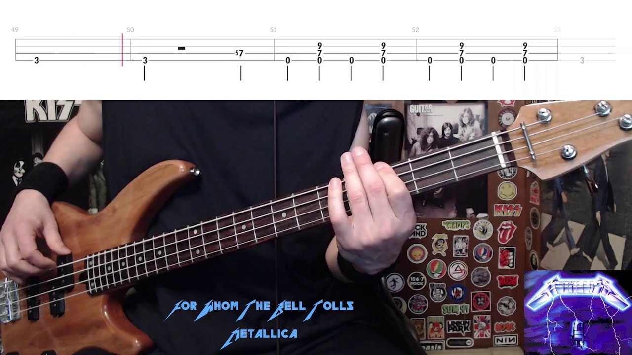 For Whom The Bell Tolls by Metallica - Bass Cover with Tabs Play-Along