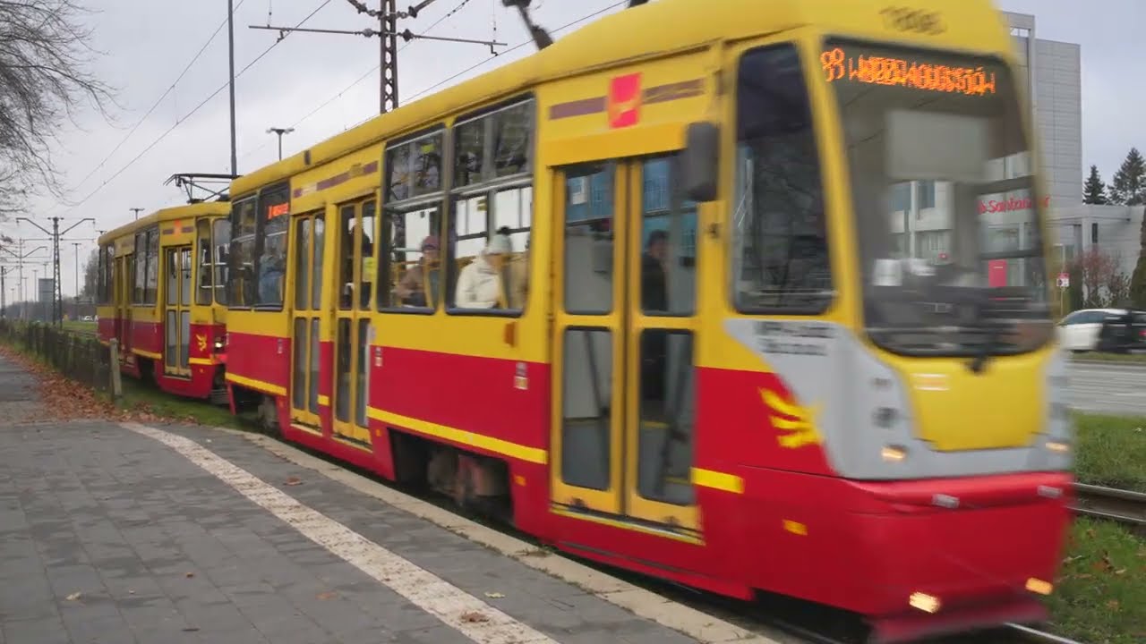 Poland, Łódź, tram 8 ride from Kaczeńcova to Augustów