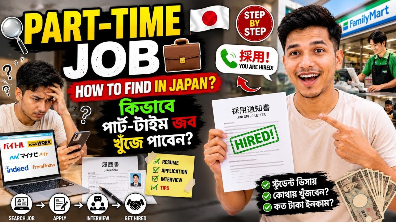 জাপানে আসার পর জব খুজবেন যেভাবে🇯🇵। How to Find a Part Time Job in Japan