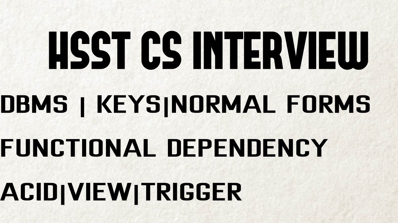 HSST CS INTERVIEW NOTES DBMS
