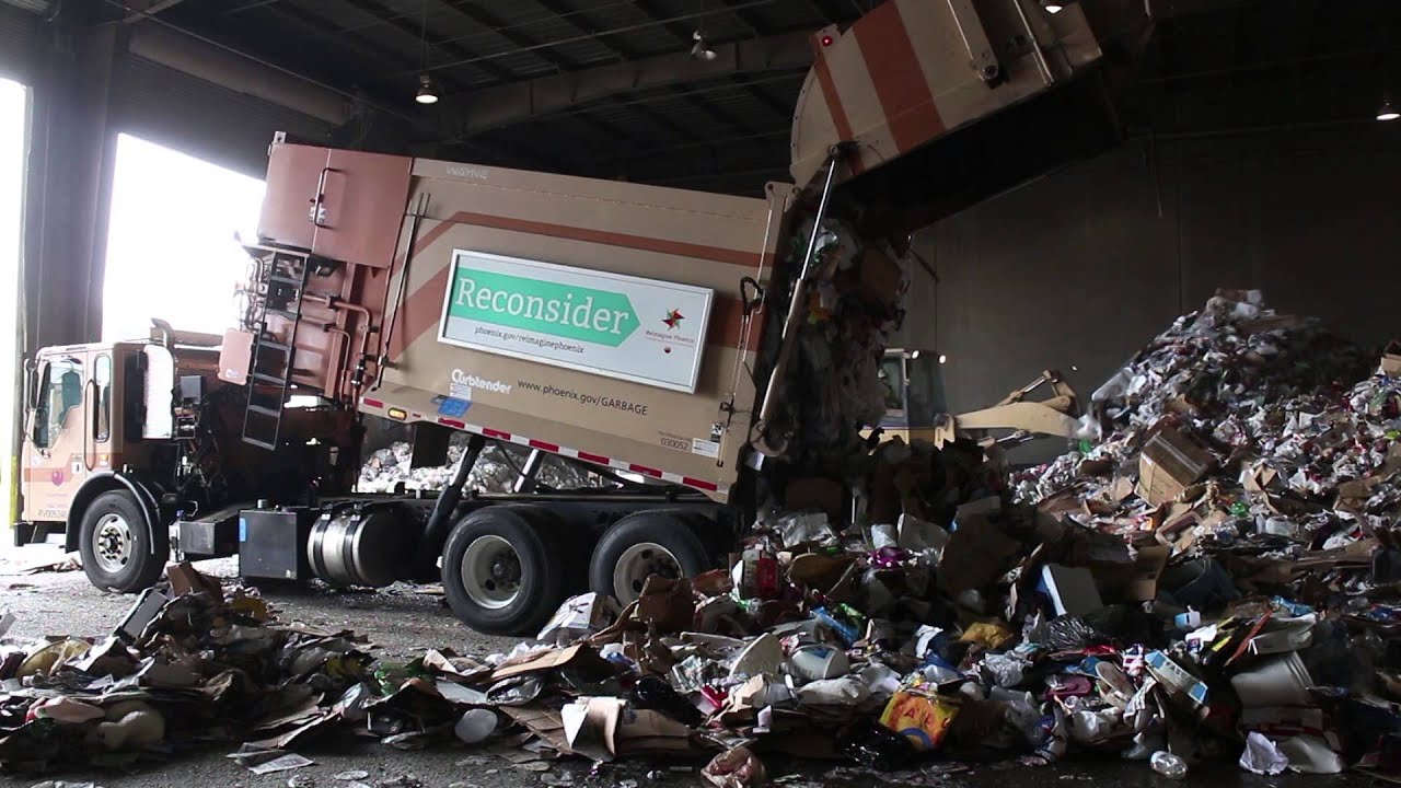 Curbtender Garbage Truck Dumping Recycling