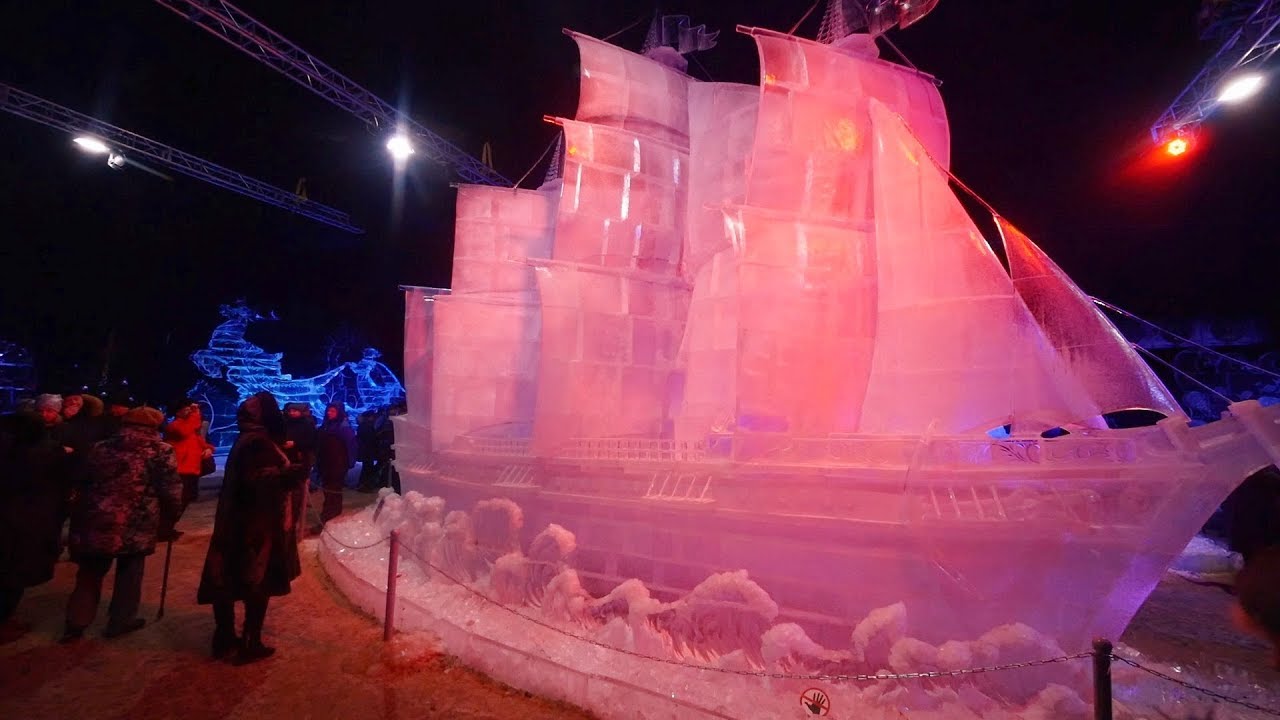 Scarlet Sails of Ice! Ice Sculptures Festival in St. Petersburg, Russia