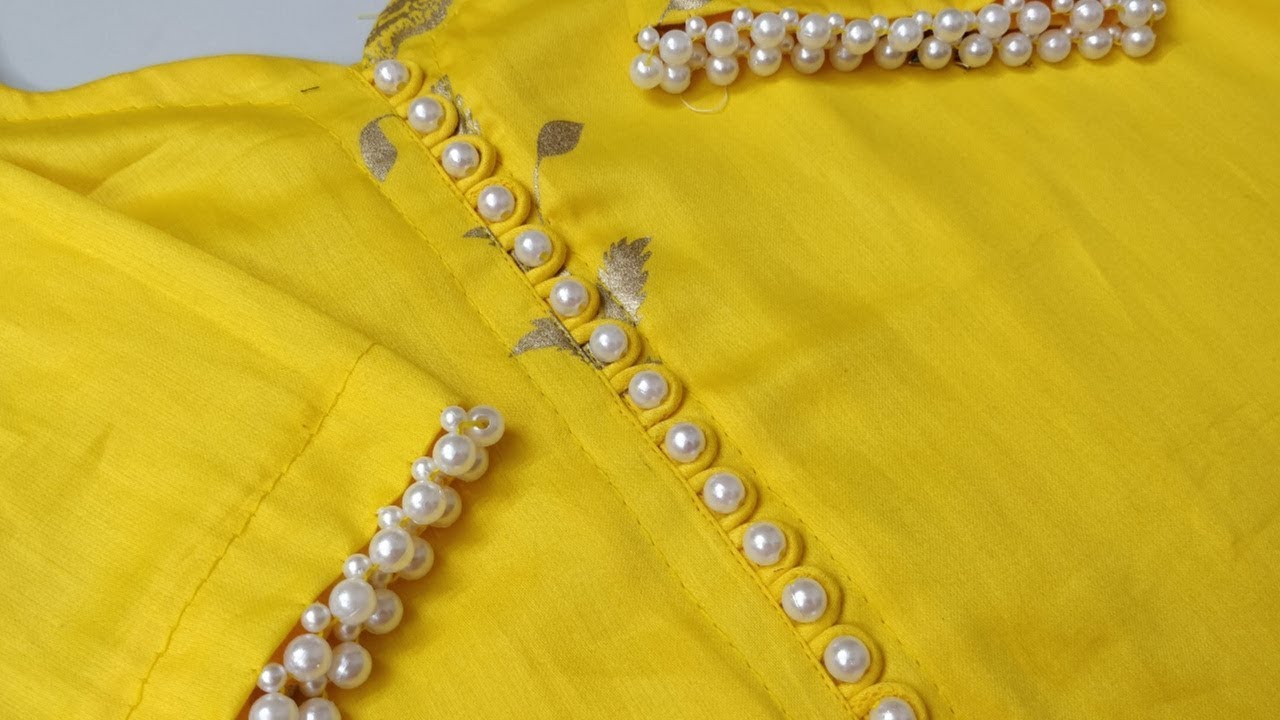 Very creative beaded design /latest round neck design for kurti