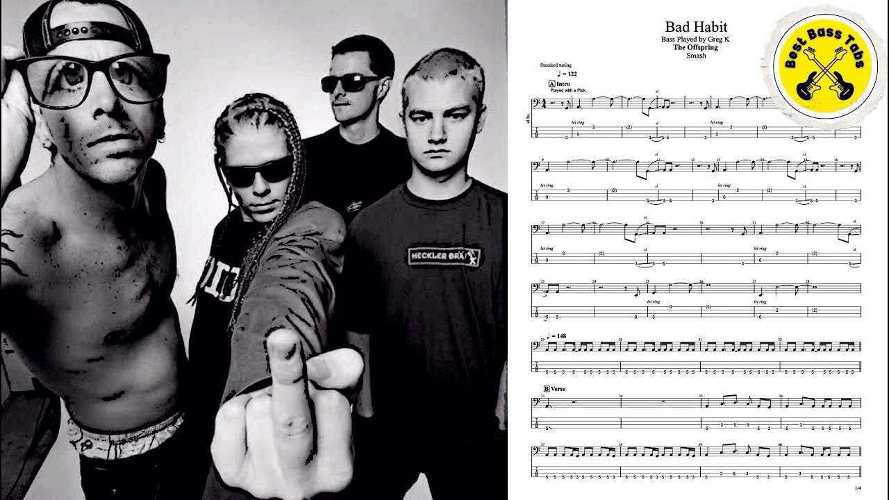 The Offspring // Bad Habit // Bass Cover with TABs