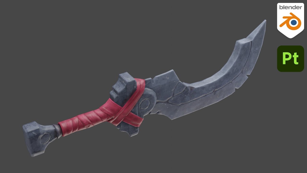 Stylized Sword in Blender and 3d Painter - Timelapse