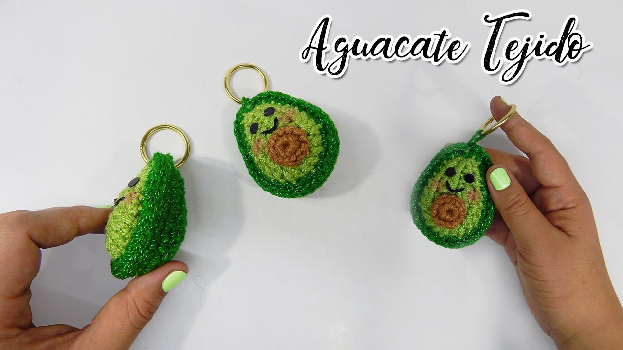 Llavero de AGUACATE  tejido a crochet - amigurumi paso a paso