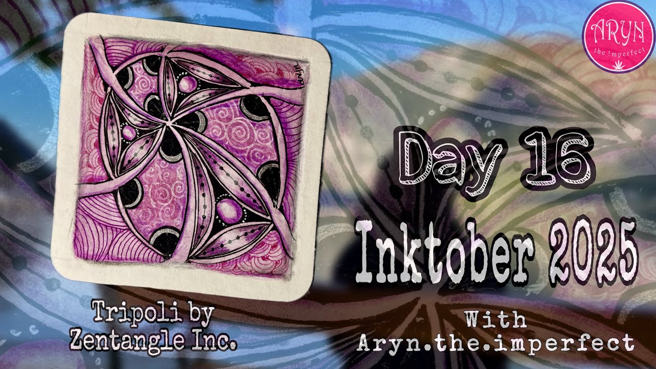 Inktober 2025 Day 16 Tripoli | Draw with Aryn | Zentangle Inspired Art #inktobertangles2025