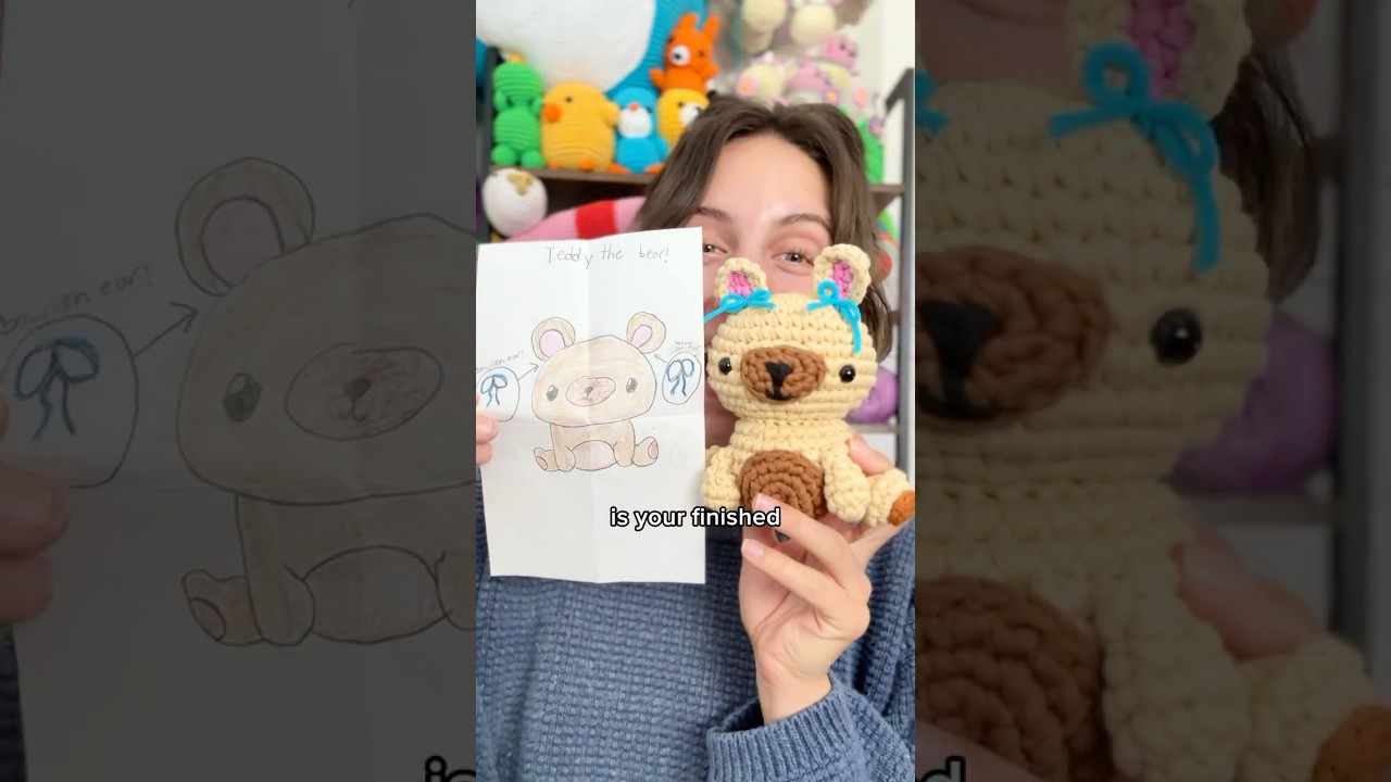 Crocheting your drawings: Teddy the Bear edition 🧸 Stay tuned for MORE drawing features in March