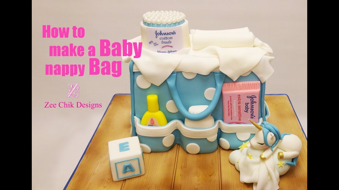 How to make a Baby nappy bag Cake / Baby shower bag cake