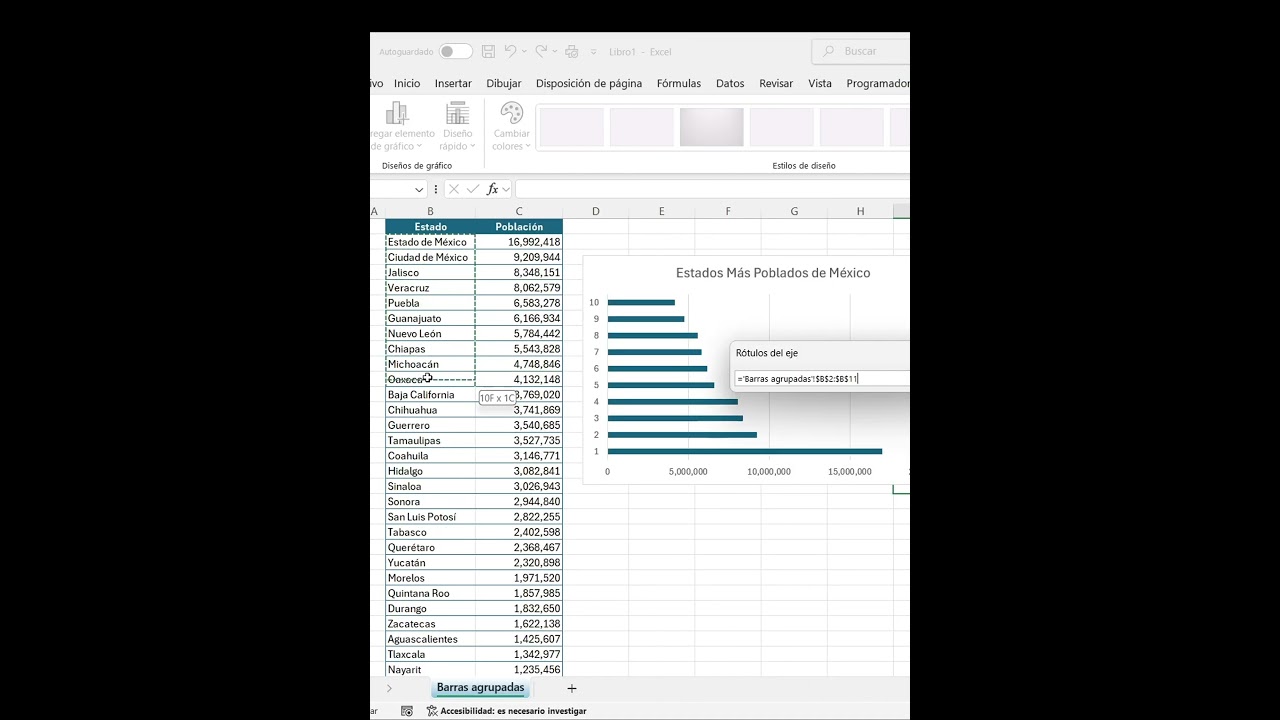 C&oacute;mo Ordenar Barras Agrupadas en Excel + Gr&aacute;fico de Barras Acostadas 📊