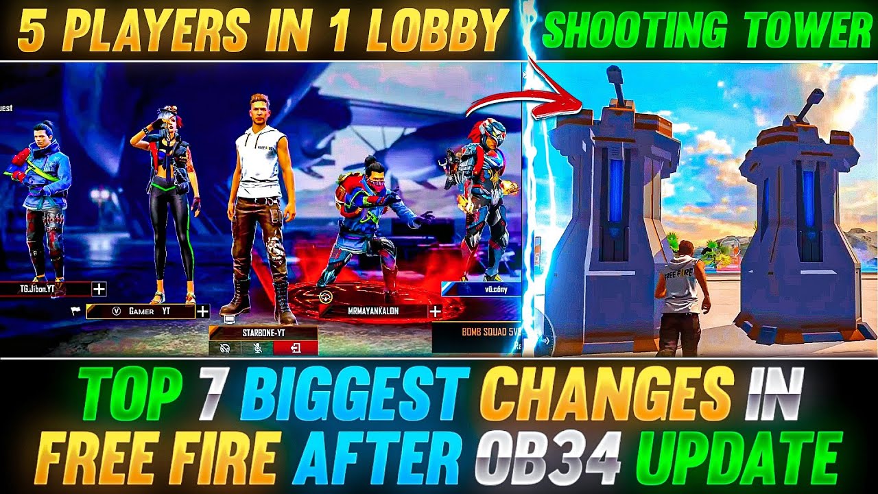 TOP 7 BIGGEST CHANGES 😱 IN FREE FIRE AFTER OB34 UPDATE | FREE FIRE NEW OB34 UPDATE | FREE FIRE MAX