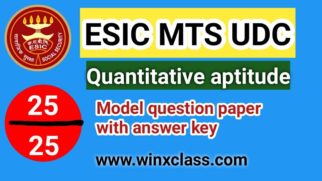 ESIC MTS UDC/quantitative aptitude/mcq/model question paper with detail solution