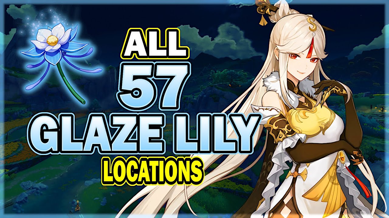 All 57 Glaze Lily Locations - Efficient Farming Route | Genshin Impact | Yun Jin Ningguang Material