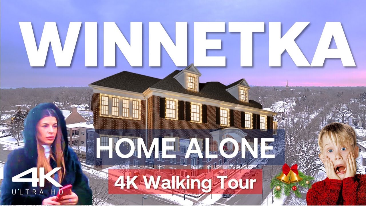 Walking in Downtown Winnetka: Festive Walking Tour to the Home Alone House During Christmas