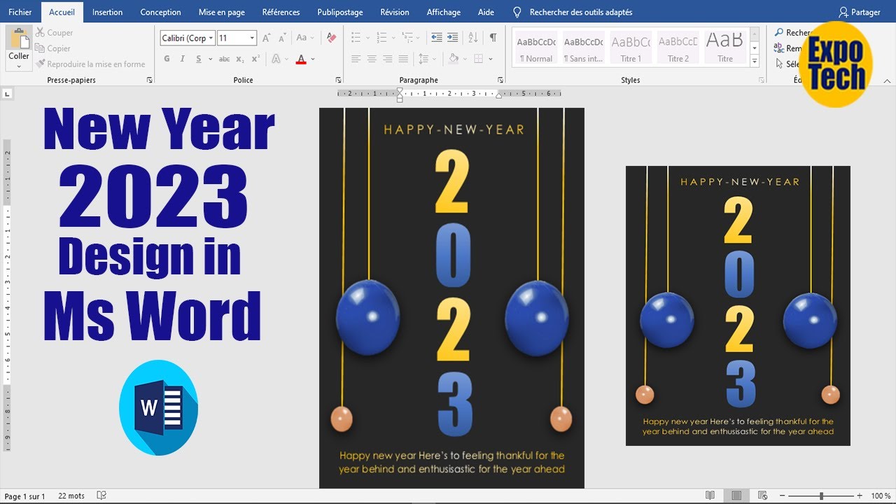 Créer sa carte de vœux 2023 sur Word