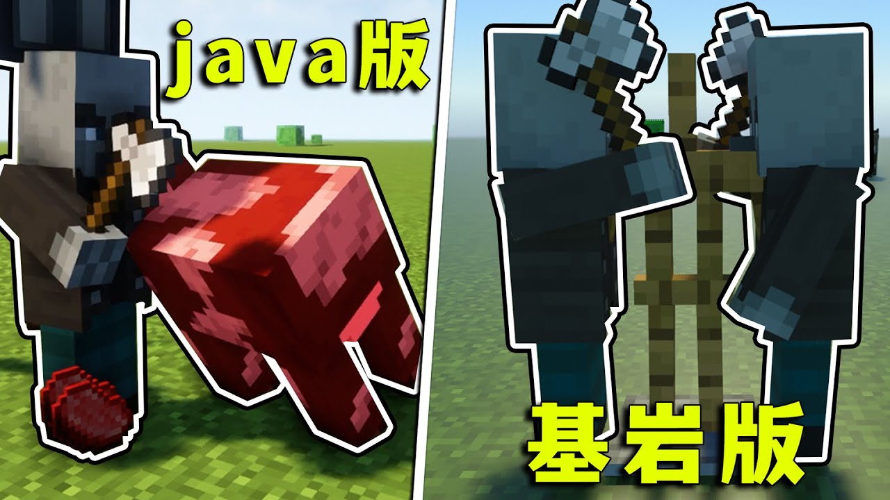【图图图酱吖】 我的世界：狠起來連盔甲架都打？基岩版與java版的細節對比