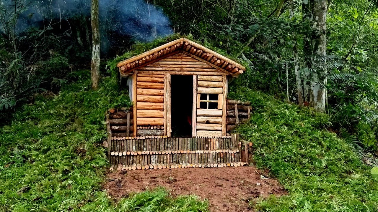 Building Complete Survival Bushcraft Shelter in the Deep Forest / King Of Satyr