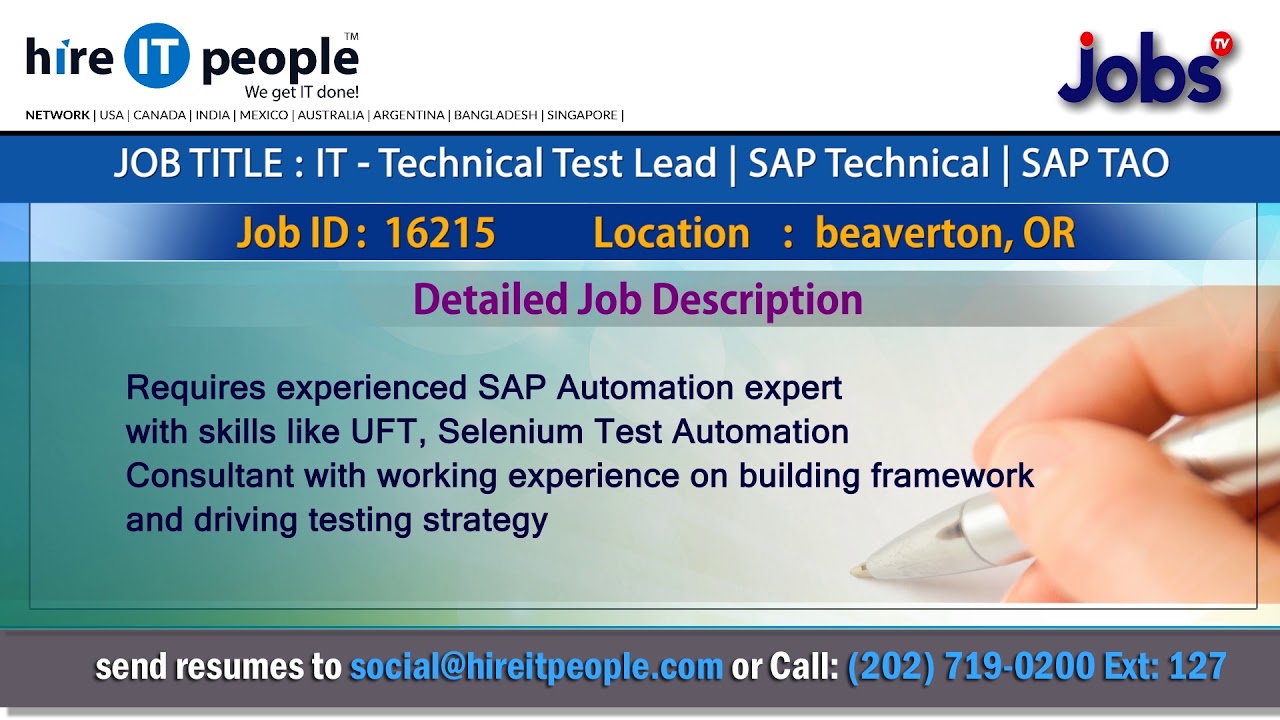 SAP Jobs | Technical Test Lead Jobs | Beaverton,OR