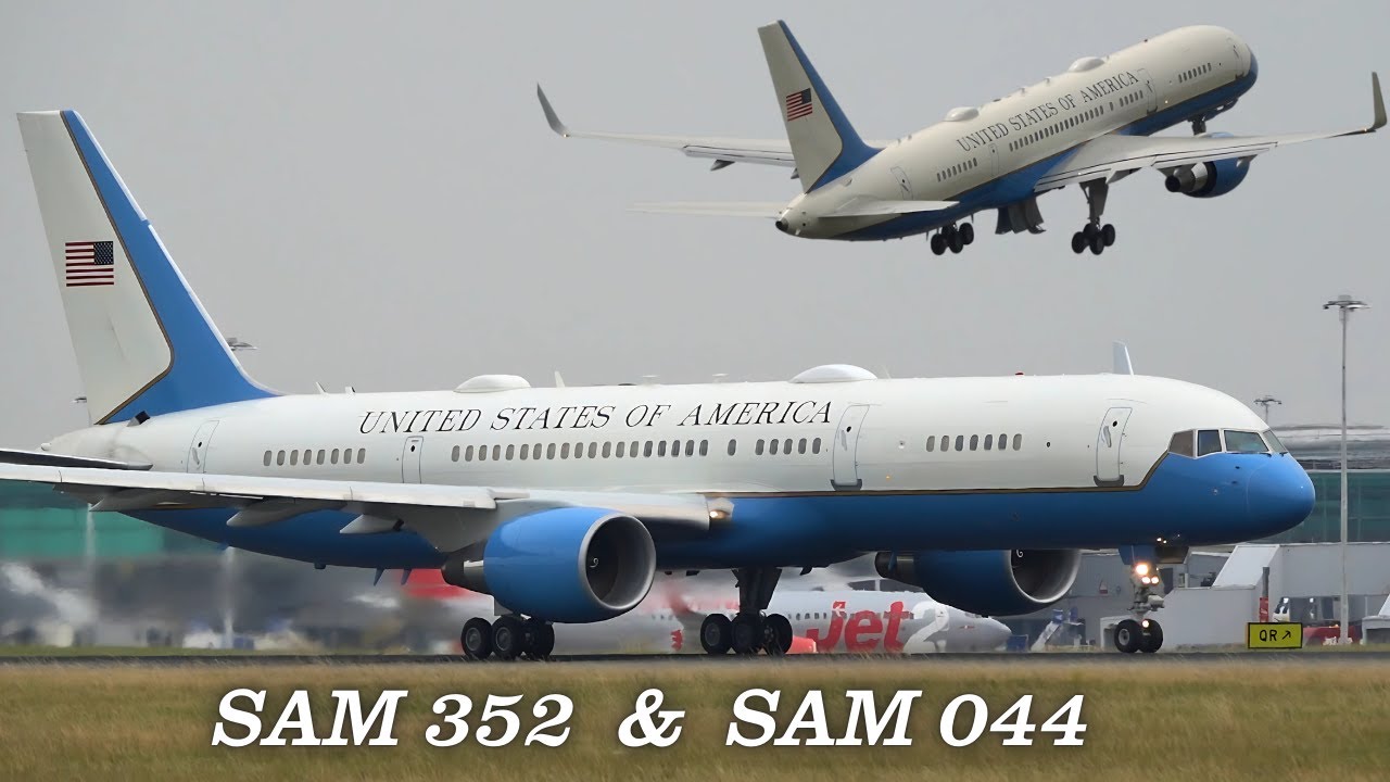 TWO US AIR FORCE C-32A TAKEOFF at Stansted for RAF Fairford & Prestwick | JD Vance | B757-200